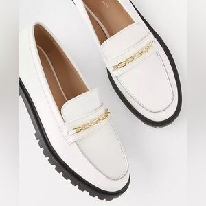 Chain Leather Loafers - White
